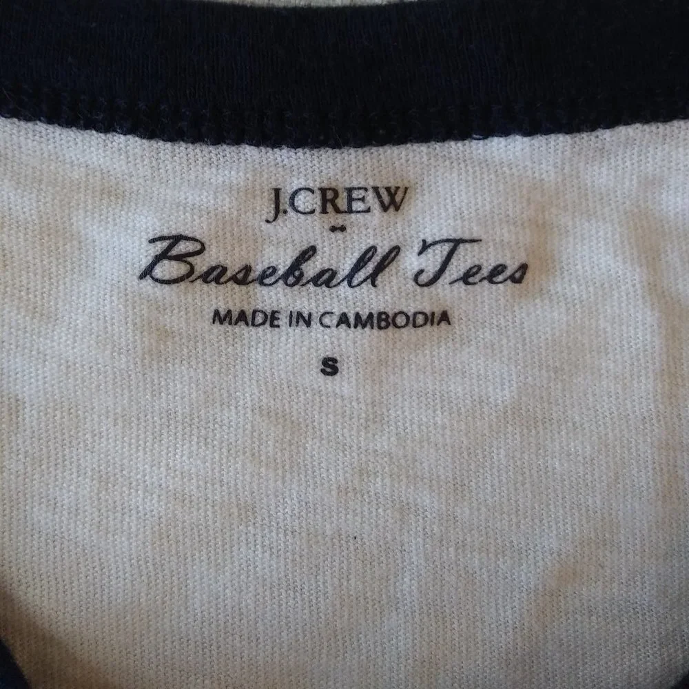J. Crew | Navy and Soft White Baseball Tee | S